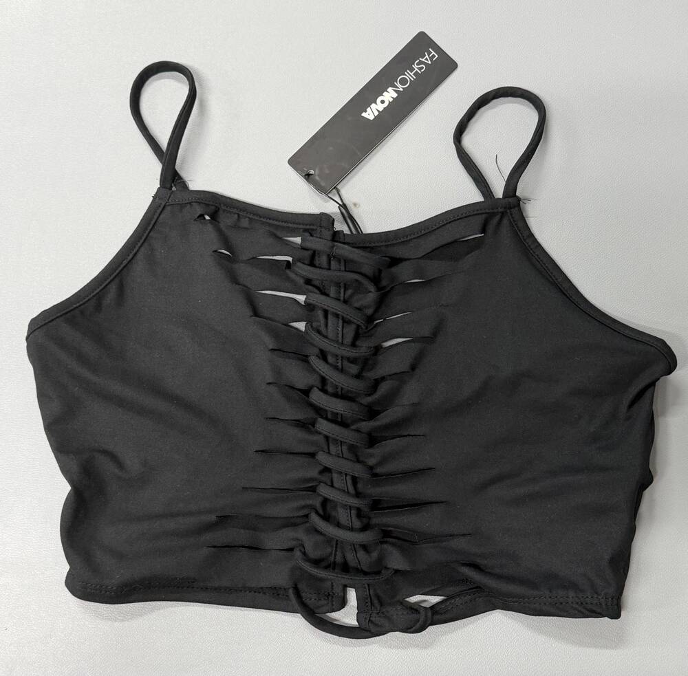 Fashion Nova Black Cut Out Crop Top Size L